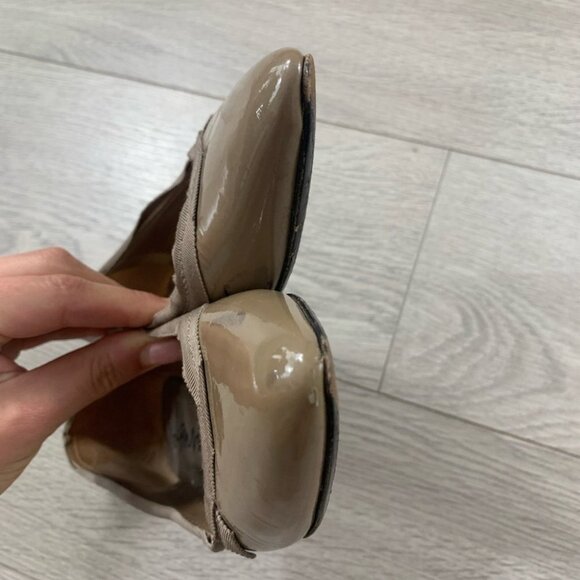 LANVIN TAN PATENT LEATHER POINTED TOE FLATS WITH RIBBON TRIM SIZE 36 - Picture 14 of 16